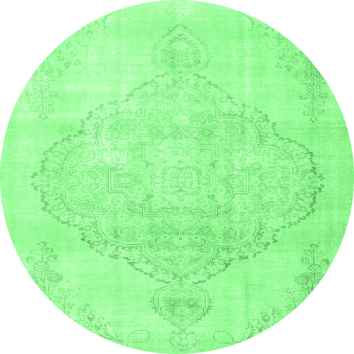 Round Persian Emerald Green Traditional Rug, tr3857emgrn