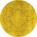 Round Persian Yellow Traditional Rug, tr3858yw