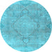 Round Persian Light Blue Traditional Rug, tr3858lblu