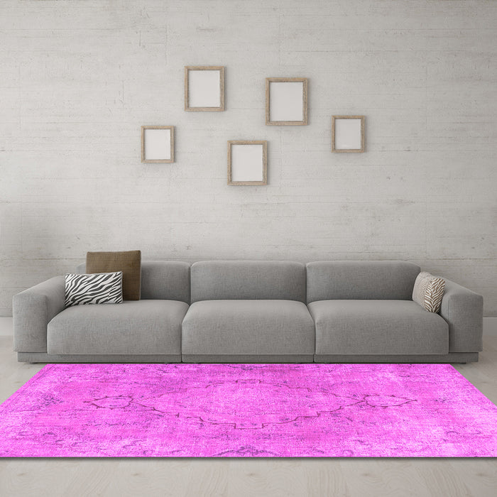 Machine Washable Persian Pink Traditional Rug in a Living Room, wshtr3858pnk