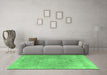 Machine Washable Persian Emerald Green Traditional Area Rugs in a Living Room,, wshtr3858emgrn