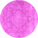 Round Persian Pink Traditional Rug, tr3858pnk