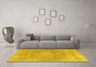 Machine Washable Persian Yellow Traditional Rug in a Living Room, wshtr3858yw