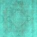 Square Persian Turquoise Traditional Rug, tr3858turq