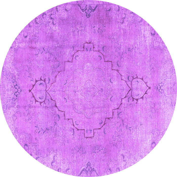 Round Machine Washable Persian Purple Traditional Area Rugs, wshtr3858pur