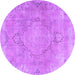 Round Machine Washable Persian Purple Traditional Area Rugs, wshtr3858pur