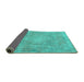 Sideview of Persian Turquoise Traditional Rug, tr3858turq