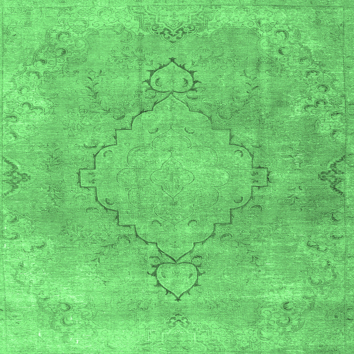 Square Machine Washable Persian Emerald Green Traditional Area Rugs, wshtr3858emgrn