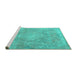 Sideview of Machine Washable Persian Turquoise Traditional Area Rugs, wshtr3858turq