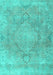 Machine Washable Persian Turquoise Traditional Area Rugs, wshtr3858turq