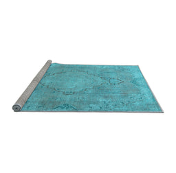 Sideview of Machine Washable Persian Light Blue Traditional Rug, wshtr3858lblu