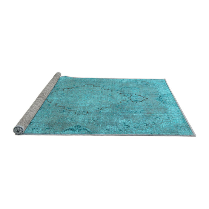 Sideview of Machine Washable Persian Light Blue Traditional Rug, wshtr3858lblu