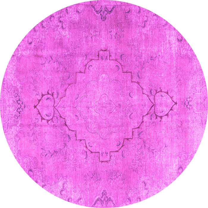 Round Machine Washable Persian Pink Traditional Rug, wshtr3858pnk