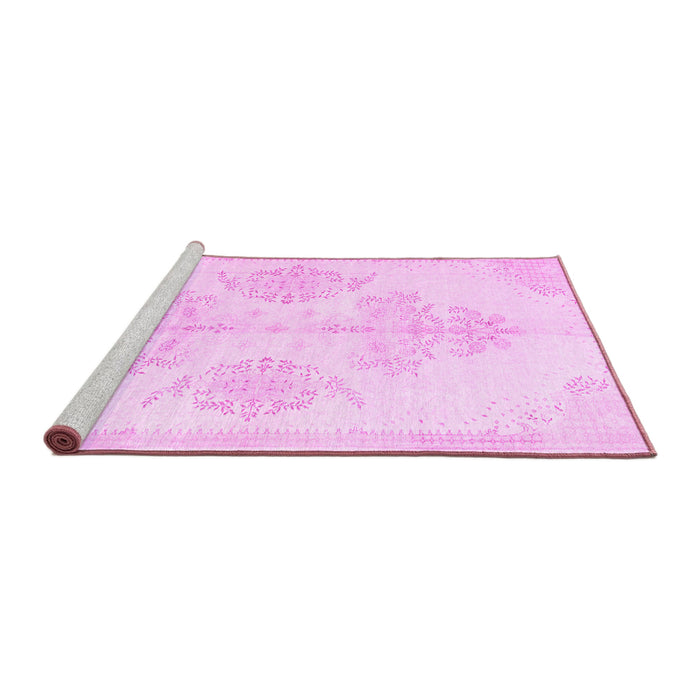 Sideview of Machine Washable Persian Pink Traditional Rug, wshtr3859pnk