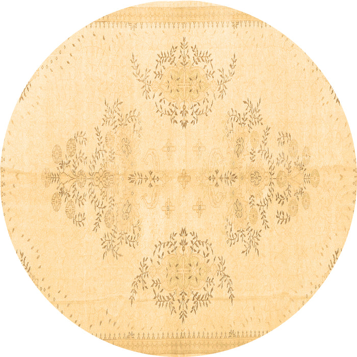 Round Persian Brown Traditional Rug, tr3859brn