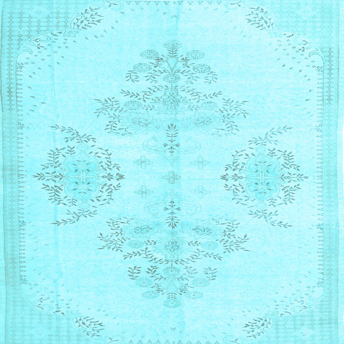 Square Machine Washable Persian Light Blue Traditional Rug, wshtr3859lblu