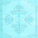 Square Machine Washable Persian Light Blue Traditional Rug, wshtr3859lblu