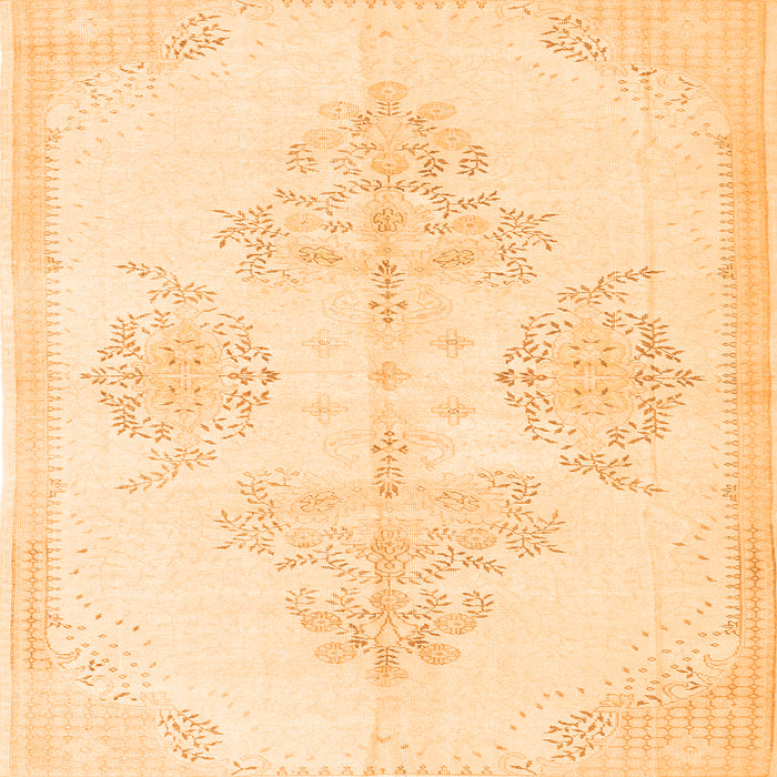 Round Machine Washable Persian Orange Traditional Area Rugs, wshtr3859org