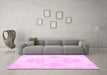 Machine Washable Persian Pink Traditional Rug in a Living Room, wshtr3859pnk