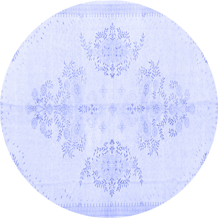 Round Persian Blue Traditional Rug, tr3859blu