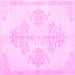 Square Machine Washable Persian Pink Traditional Rug, wshtr3859pnk