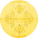 Round Persian Yellow Traditional Rug, tr3859yw