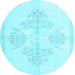 Round Persian Light Blue Traditional Rug, tr3859lblu