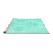 Sideview of Machine Washable Persian Turquoise Traditional Area Rugs, wshtr3859turq