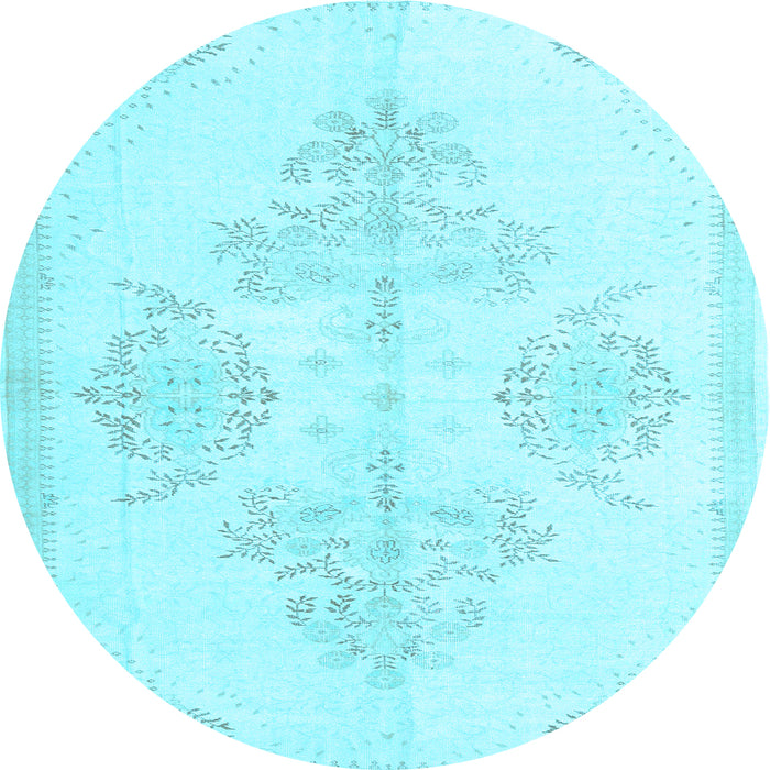 Round Machine Washable Persian Light Blue Traditional Rug, wshtr3859lblu