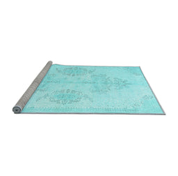 Sideview of Machine Washable Persian Light Blue Traditional Rug, wshtr3859lblu