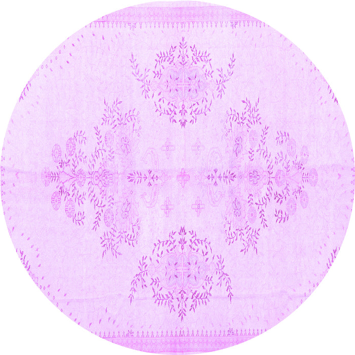 Round Persian Purple Traditional Rug, tr3859pur
