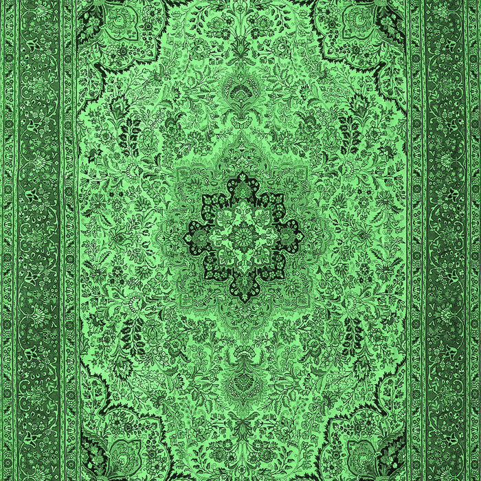 Machine Washable Medallion Emerald Green Traditional Area Rugs, wshtr385emgrn