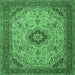 Square Medallion Emerald Green Traditional Rug, tr385emgrn