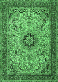 Medallion Emerald Green Traditional Rug, tr385emgrn