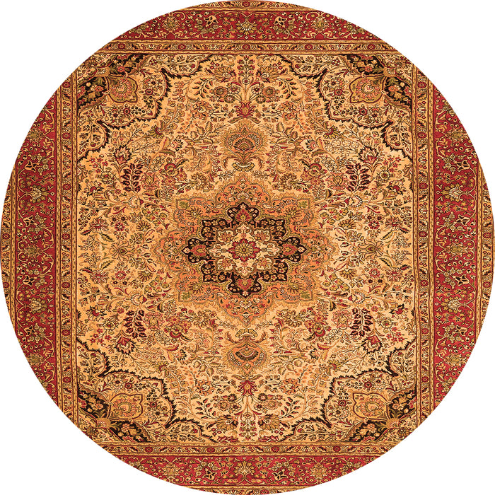 Machine Washable Medallion Orange Traditional Area Rugs, wshtr385org