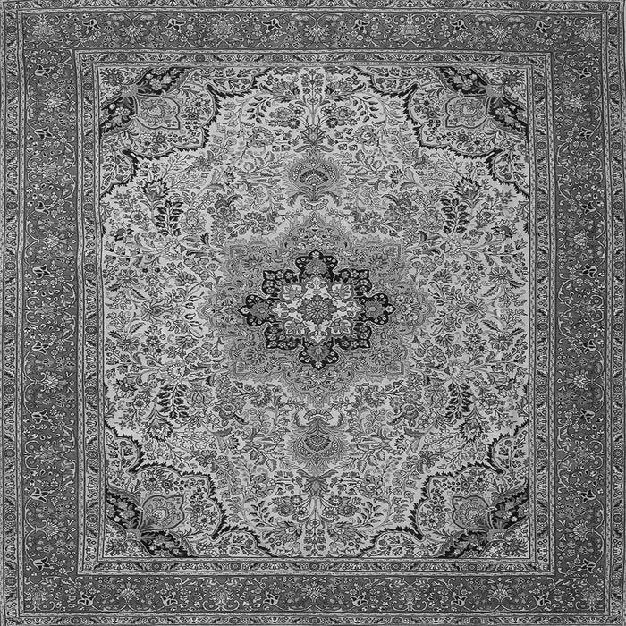 Round Machine Washable Medallion Gray Traditional Rug, wshtr385gry