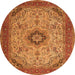 Square Medallion Orange Traditional Rug, tr385org