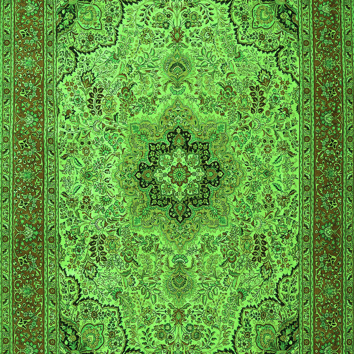 Serging Thickness of Machine Washable Medallion Green Traditional Area Rugs, wshtr385grn