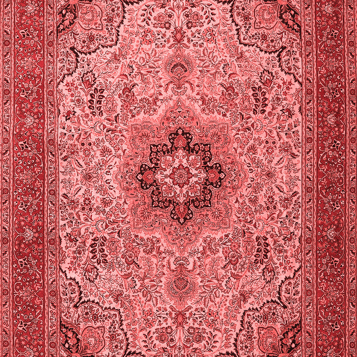 Machine Washable Medallion Red Traditional Rug, wshtr385red