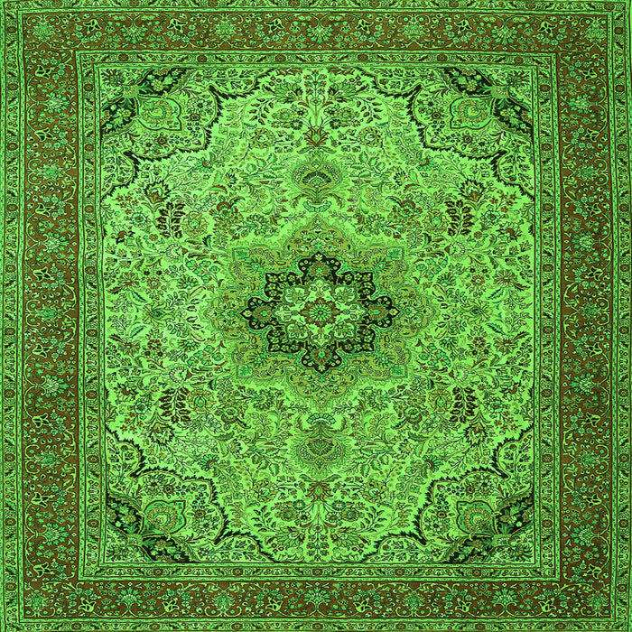 Serging Thickness of Medallion Green Traditional Rug, tr385grn