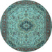 Round Medallion Light Blue Traditional Rug, tr385lblu