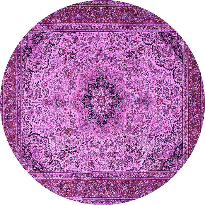 Round Medallion Purple Traditional Rug, tr385pur