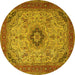 Round Medallion Yellow Traditional Rug, tr385yw