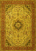 Machine Washable Medallion Yellow Traditional Rug, wshtr385yw