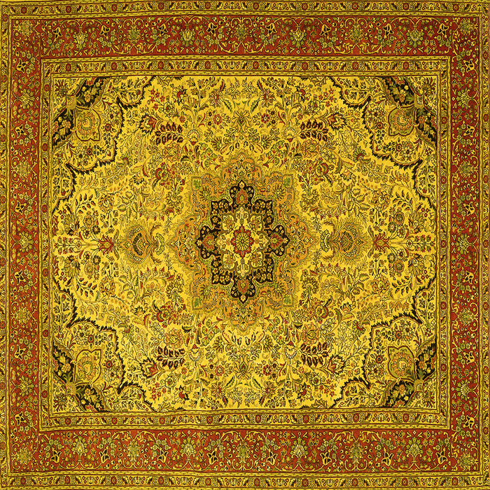 Square Medallion Yellow Traditional Rug, tr385yw