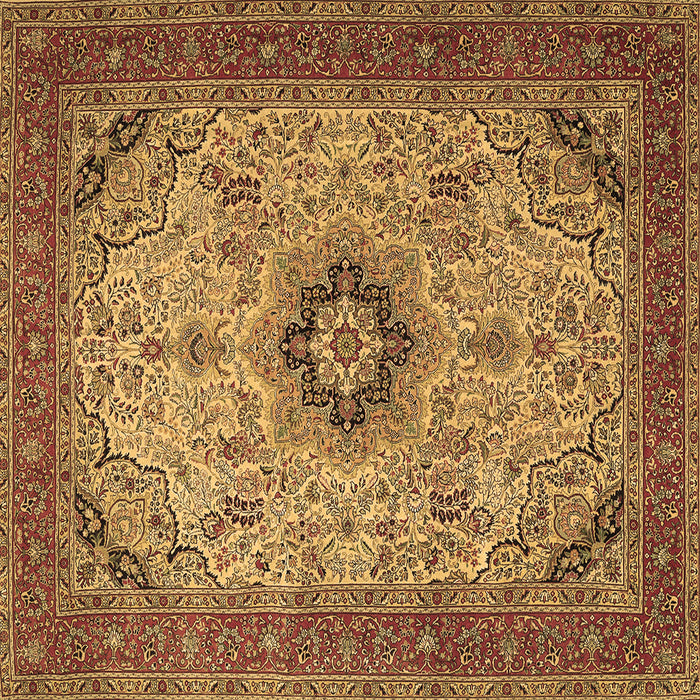 Square Machine Washable Medallion Brown Traditional Rug, wshtr385brn