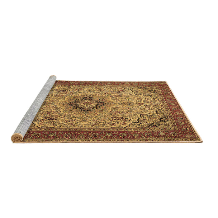 Sideview of Machine Washable Medallion Brown Traditional Rug, wshtr385brn