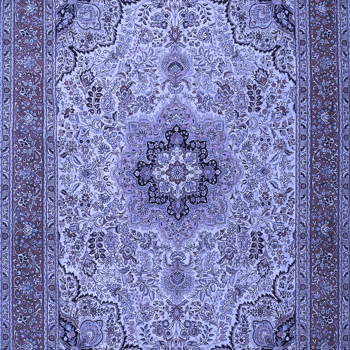 Machine Washable Medallion Blue Traditional Rug, wshtr385blu