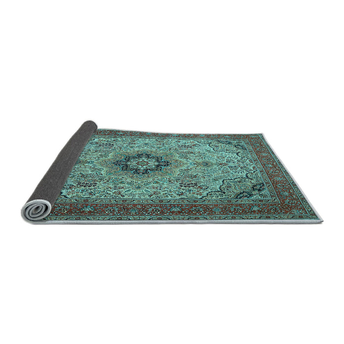 Sideview of Medallion Light Blue Traditional Rug, tr385lblu