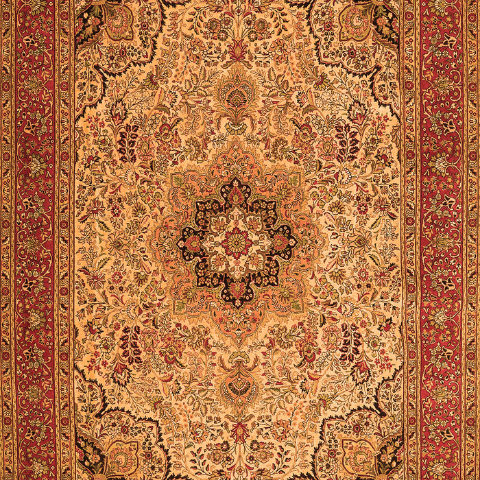 Serging Thickness of Machine Washable Medallion Orange Traditional Area Rugs, wshtr385org